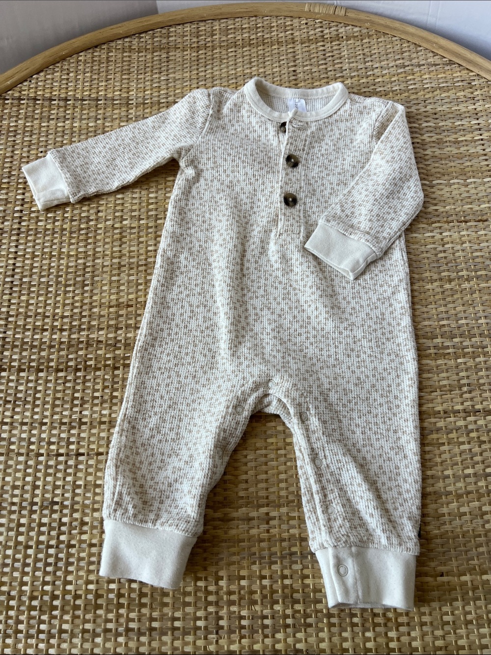 Modern moments Baby Onesie Unisex Neutral Cozy Waffle Cotton Bl Cream Tan 6-9 M